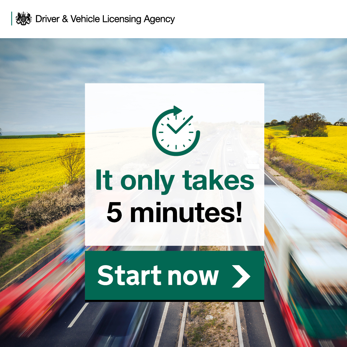 You can now set up an account with us on GOV.UK to view your: • endorsements • penalty points • vehicle tax • MOT status Sign up now, it only takes 5 minutes: gov.uk/dvla/account