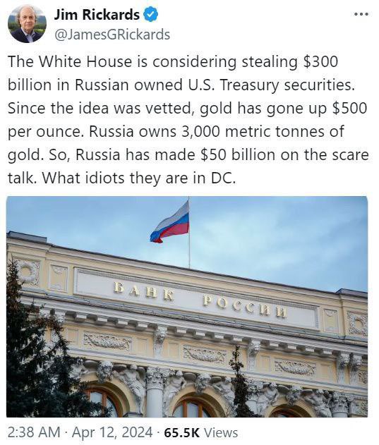 🇺🇸🇷🇺 James Rickards, an American investor, expert on macroeconomics, finance and precious metals, author of The New York Times, author of the bestsellers “The Death of Money”, “Gold Reserve”, “Currency Wars”, etc. - FRWL reports
