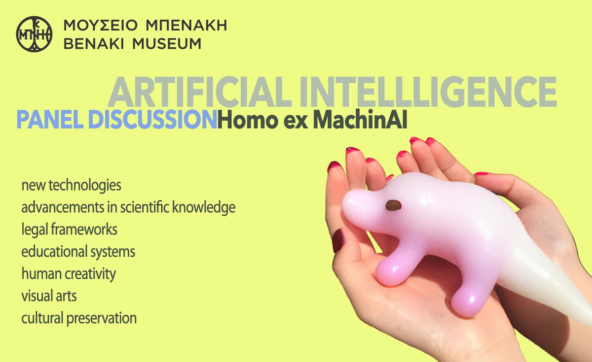 #happeningnow #homoexmachininai 🔊Watch online 👀 the Artificial Intelligence Discussion Panel 'Homo ex MachinAI' that takes place NOW at the Benaki Museum / Pireos 138 at the following link 🔗bit.ly/3xAJAYw