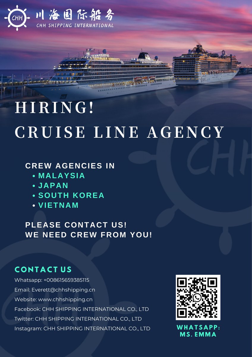 '📷 Calling all countries! Urgently seeking cruise ship crew agents globally.
📷 Just Released: Today's Latest Demands – from deckhands to chefs! Explore the opportunities and join our crew.
#CrewAgentsNeeded #GlobalRecruitment #SeafarerOpportunity #CruiseJobs #MaritimeJobs