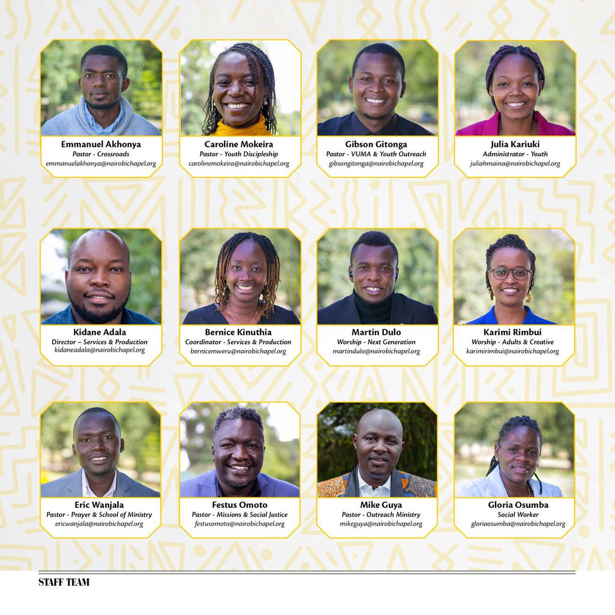NairobiChapel's tweet photo. Happy Friday Family 👋🏾👋🏾
Meet the Nairobi Chapel Ngong Road Ministry team - a true blessing to the life of our campus & community!
Let’s continue to lift up these servants in the Lord’s vineyard in prayer.
#ItsTime #Teams #OneOnOne #Under18 #Community #Health #CompassMeetsClock https://t.co/oPt6pyvwEr