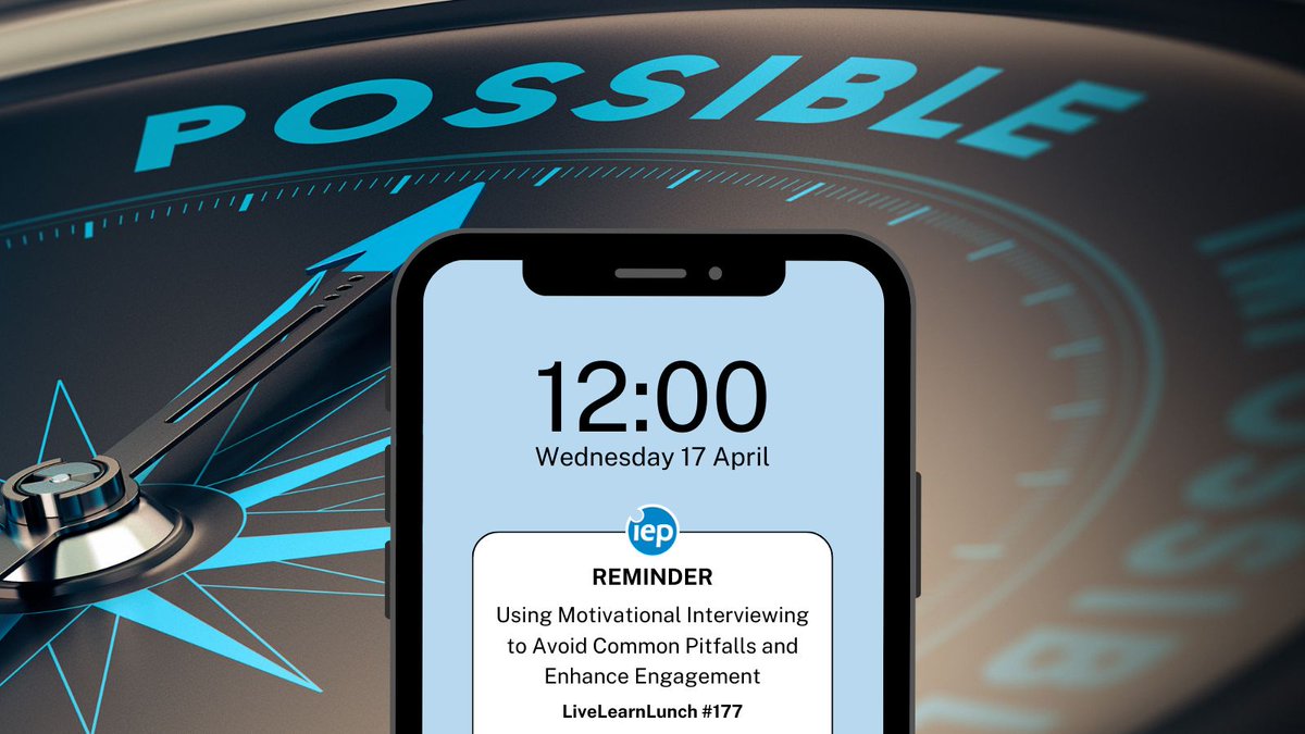 👉🏼 Join the #IEP and Roksana Anning MIEP from Apex Mindset next Wednesday 17 April at 12.00 noon for #LiveLeanLunch no 177 to discuss how using motivational interviewing can help to avoid common pitfalls and enhance engagement. us02web.zoom.us/meeting/regist… @IEPInfo #Employability