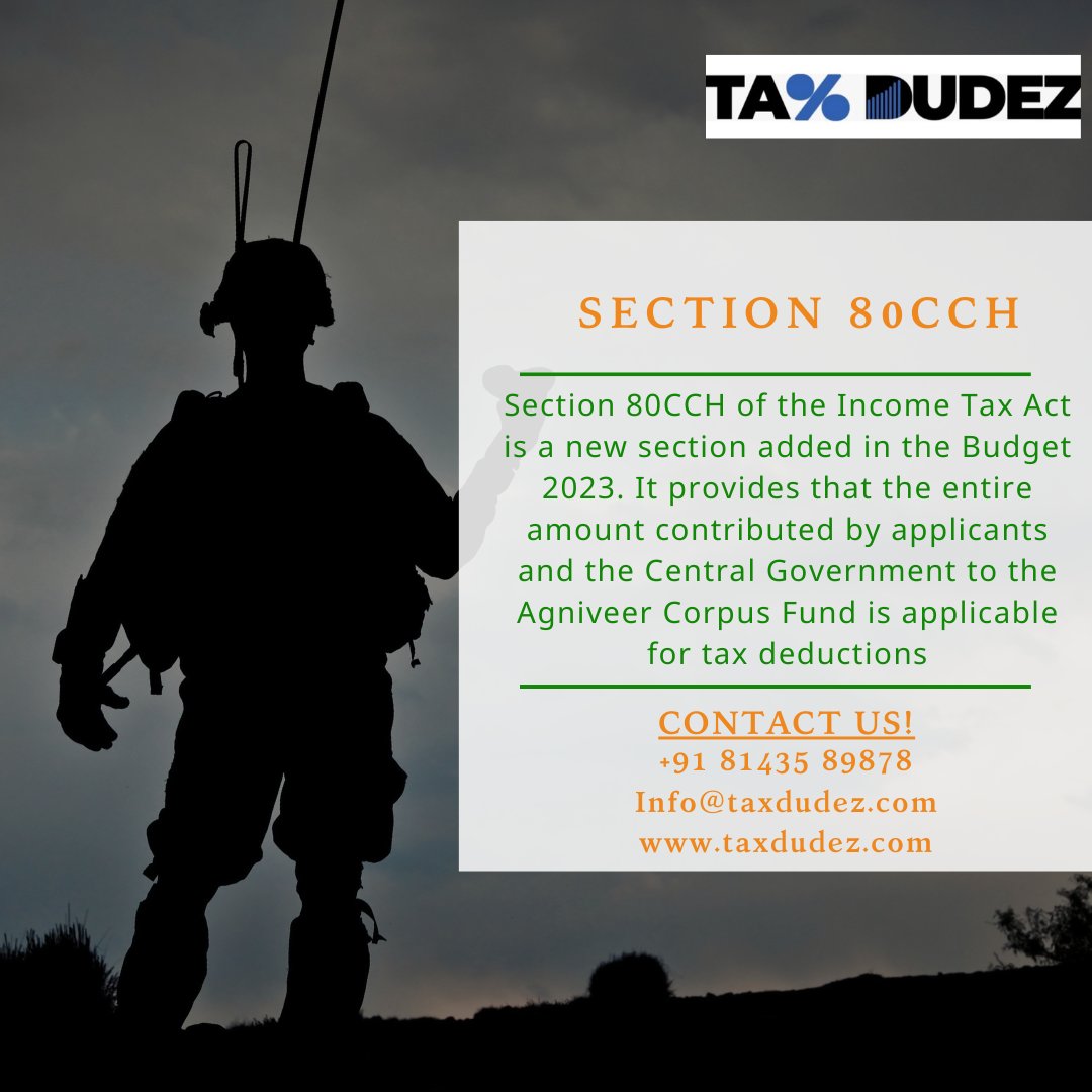 To know specific details of the 'Agniveer Corpus Fund,' Contact Tax Dudes!

Contact us :
☎: +918143589878
🌐: taxdudez.com
📧: Info@taxdudez.com
#TaxClaim
#TaxDeduction
#TaxBenefits
#TaxSavings
#IncomeTax
#TaxRefund
#TaxSeason
#TaxPlanning
#TaxTips
#TaxCredits