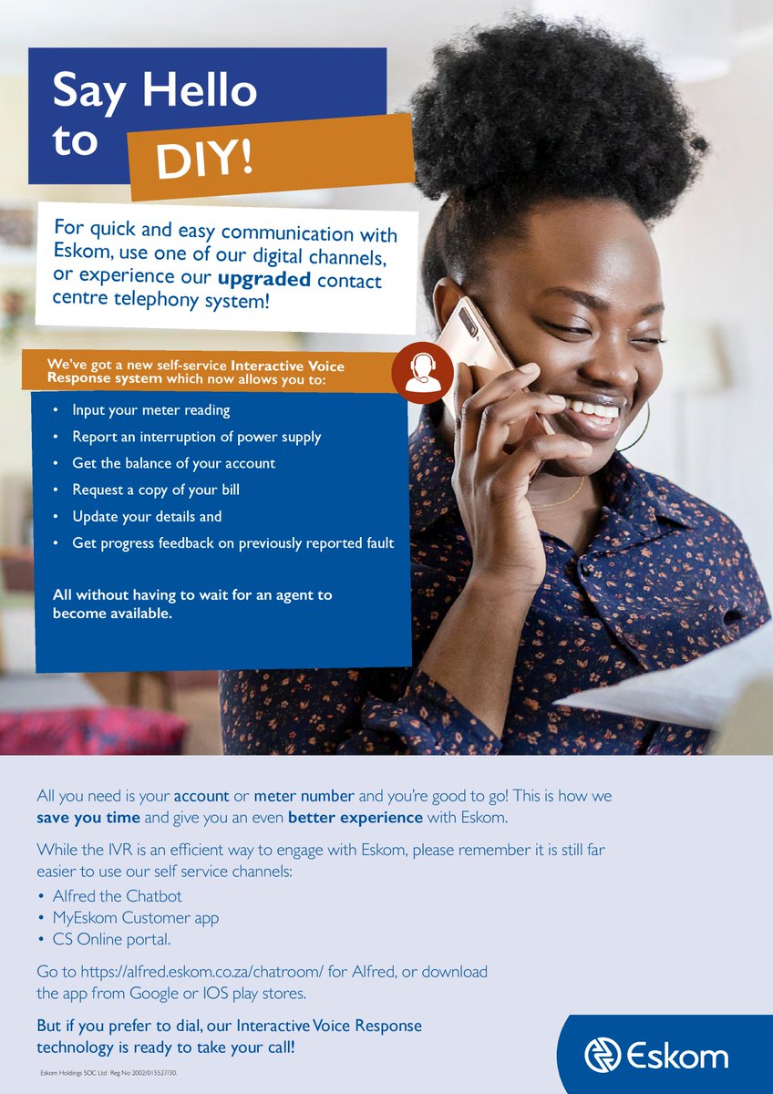 For quick and easy communication, logging of power outages, follow ups, balance enquiries or any other query contact us via one of our digital channels, or experience our upgraded contact centre telephony system.