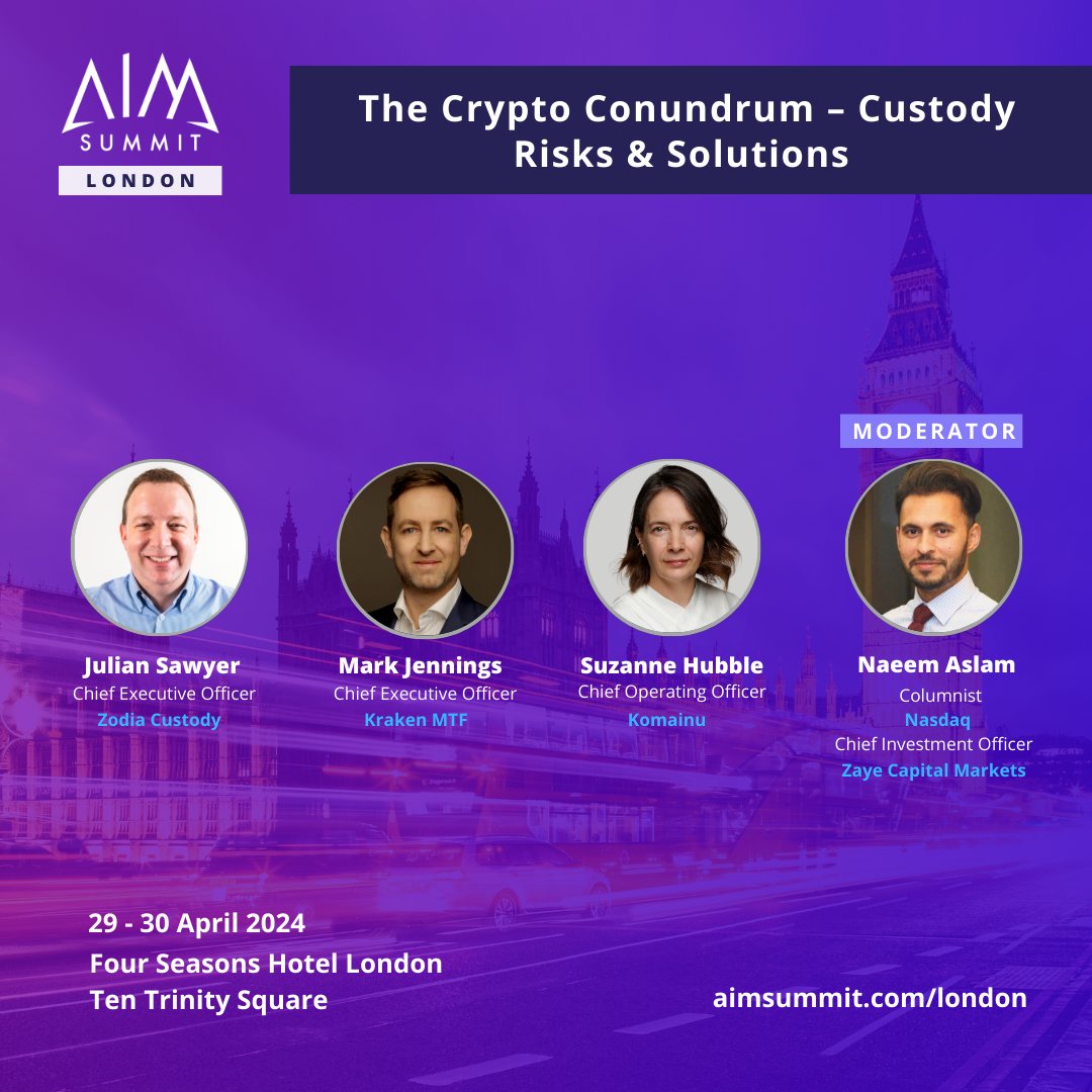 Join us at AIM Summit London for an in-depth exploration of 'The Crypto Conundrum – Custody Risks & Solutions' with our esteemed panelists. Engage in a comprehensive discussion on navigating the complexities of cryptocurrency custody.
 #alternativeinvestments #aimsummitlondon