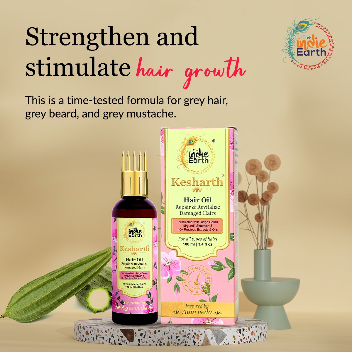 🛒 Buy Now: bit.ly/3y2ZIhU
#TheIndieEarth Kesharth Hair Oil contains Ridge Gourd oil along with 40+ other natural ingredients that help in preventing the greying of hair at an early age.
#hair #shampoo #hairoil #haircare #Kesharth #oilyskincare #hair #scalp #hairfall