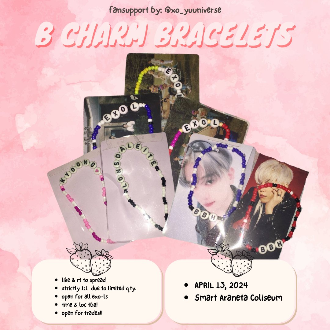 ꒰b charm bracelets ꒱₊˚⊹
- fansupport by: @xo_yuuniverse 

- like & rt to spread
- open for trades
- just approach me on dday!
- check pubmat for details

#LonsdaleiteinManila #LONSDALEITEinMNL  #LonsDELIGHT #백현 #BAEKHYUN