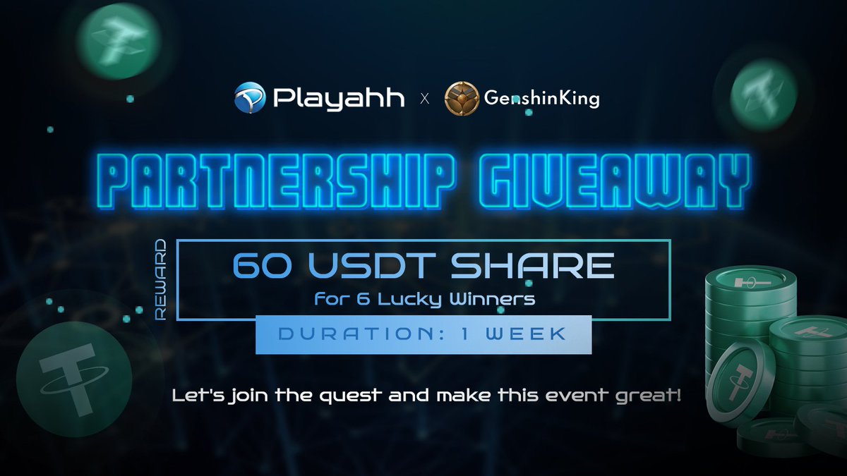 **Giveaway Alert** Join our ultimate quest Playahh X GenshinKing Partnership Giveaway Campaign! 🚀 🏆 Win your share of 60 #USDT for 6 lucky winners! ⏰ Duration: 1 week #Giveaway 👇: intract.io/quest/66181330… join now , quest , Earn and let's make this event More Fun ! 🏆