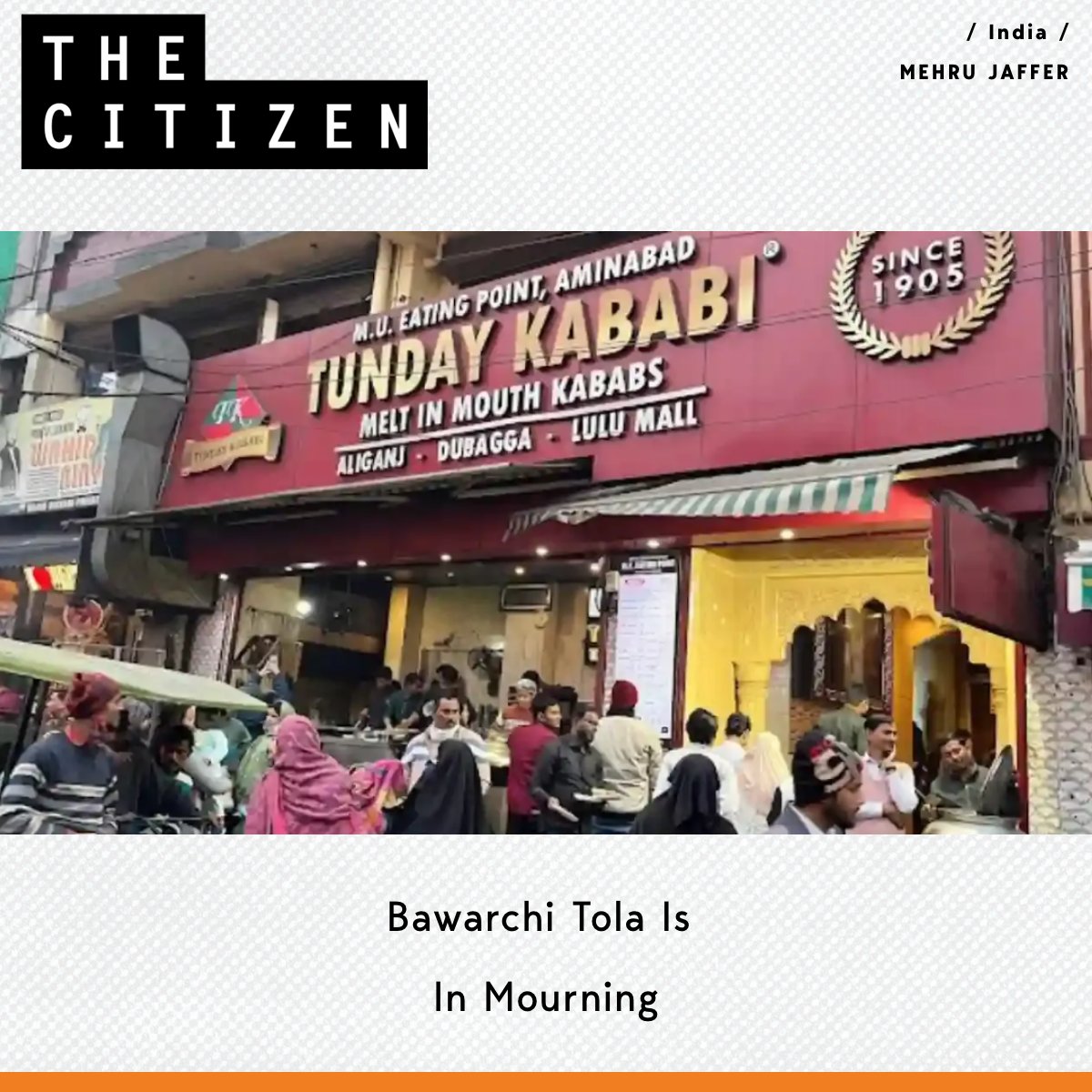 This Eid, #Lucknow’s #BawarchiTola is in mourning. Another flame in the collective kitchen of the city has been extinguished. Absar Ahmad, descendant of kitchen wizard Haji Ala Bandey, is no more. @mehrujaffer writes: Read the full report here: shorturl.at/efqsZ