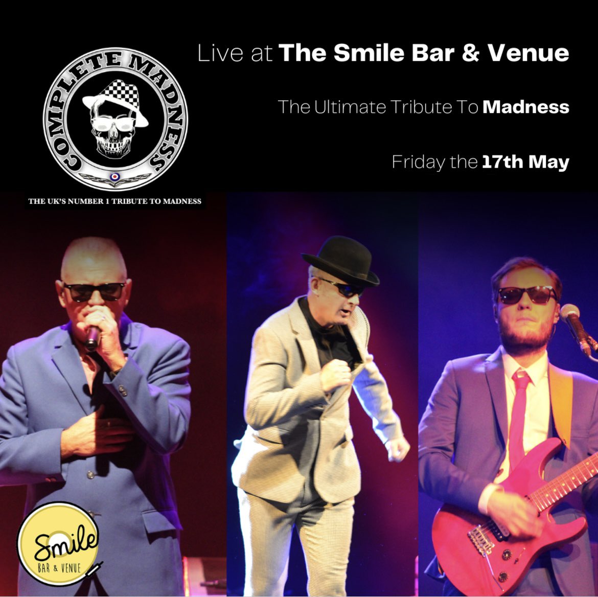 We're coming to Huddersfield 😎 Friday 17th May 2024 The Smile Bar and Venue Wakefield Rd, Aspley #Huddersfield HD1 3AQ Tickets selling fast👇 fatsoma.com/e/2g4ytnf1/la/… #CompleteMadness #Ska #Madness #2tone #theSpecials #thebeat #BadManners #LiveMusic #HappyFriday #FollowUs