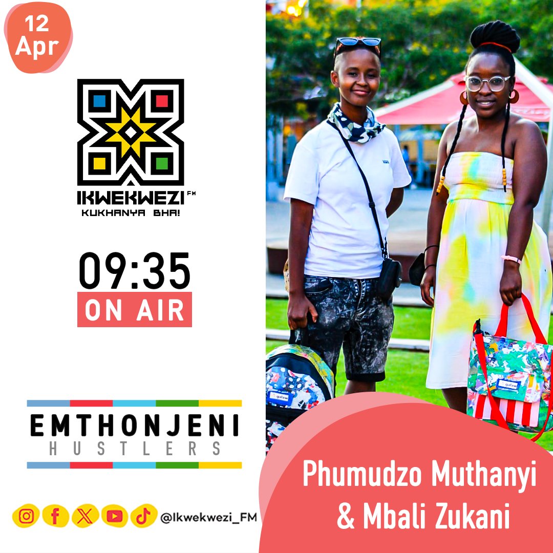 #Emthonjeni | Hustler
👤 Phumudzo Muthanyi  &amp; Mbali Zukani
📆 12/04/2024
⏰ 09:35

#HlalaEmkhanyweni
📻 90.6-107.7 FM
📺 DStv Ch. 804
💻 Stream | tinyurl.com/22y9z3ek