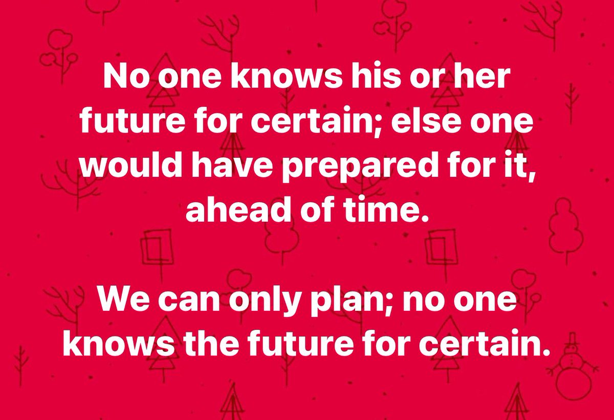 No one #knows his or her #future for #certain; else one would have #prepared for it, ahead of time.

We can only plan; no one knows the future for certain.

#WiseWords #DailyWisdom #PositiveEnergy #Proverb #YorubaProverbs #OldAfricanSayings