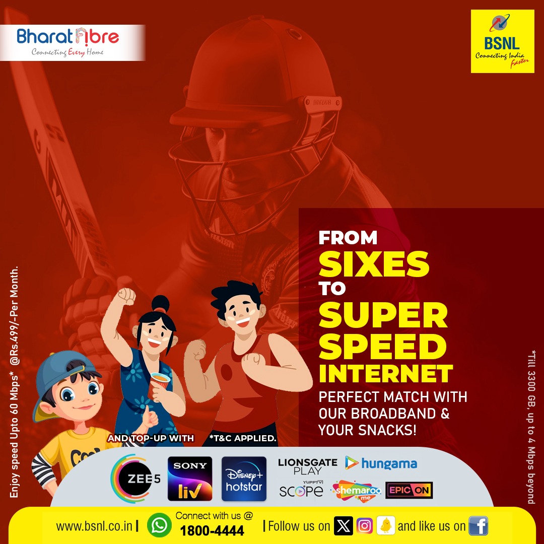 Experience Ultra-Fast #FTTH, Unlimited Entertainment and much more. Rev up your internet experience with our #Turbocharged FTTH plan! Get it today! #FibreBasic #BSNL #BharatFibre