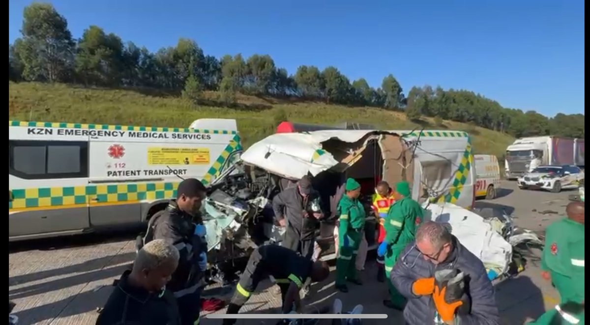 BREAKING NEWS | Two people have passed away after a truck crashed into a government patient transport vehicle on the N3, between Cedara and Hilton. Nine patients were being transferred in total. The remaining seven are injured and have been taken to hospital. Update courtesy…