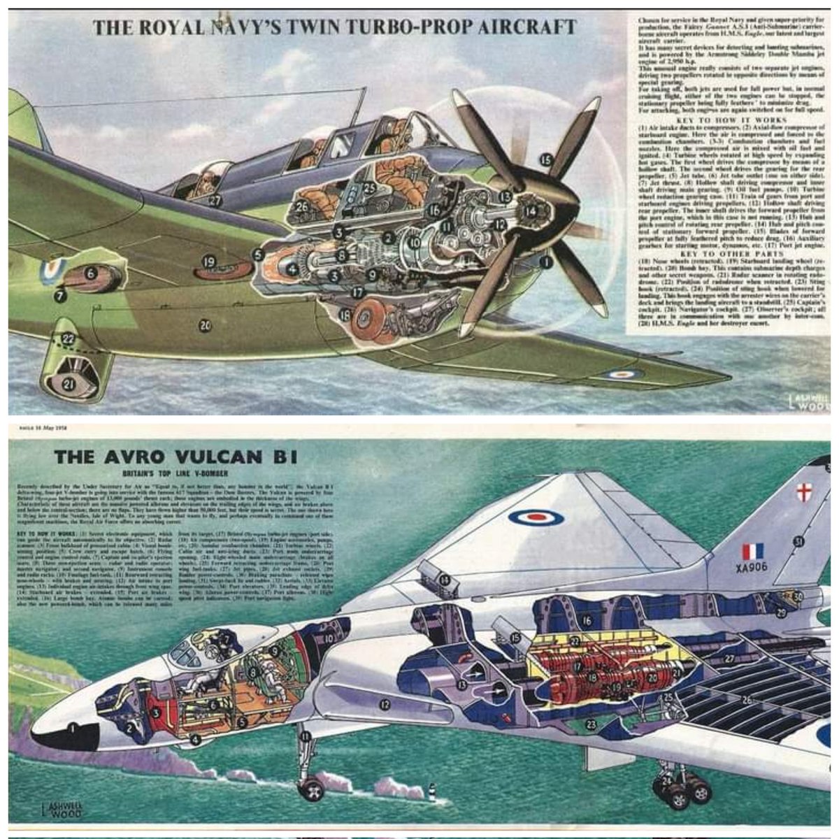 A couple of our Cold War classics - the Gannet and Vulcan - as depicted in the Eagle comic back in the day.