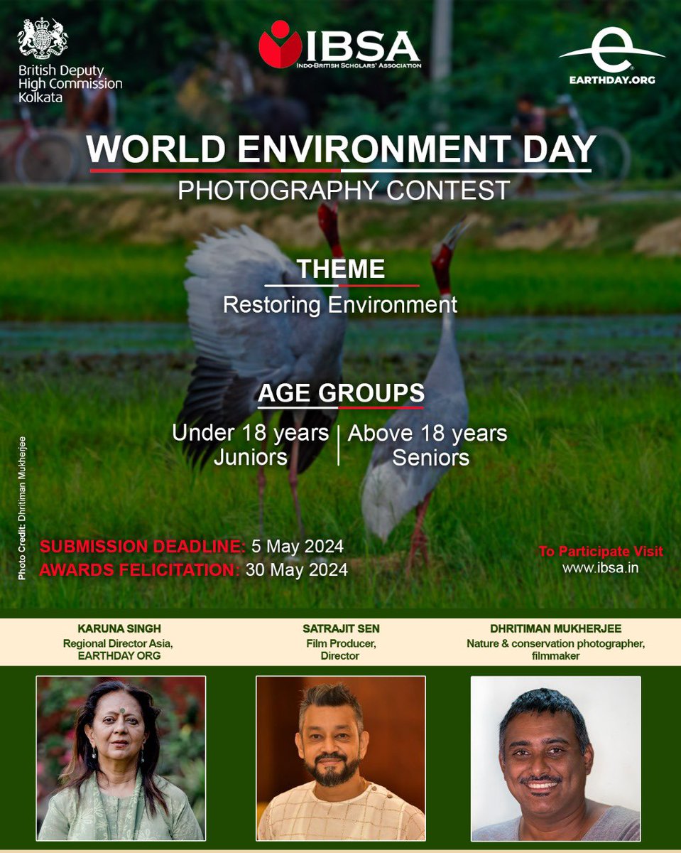 🎙️🔉 Our annual #WorldEnvironmentDay2024 #photography contest is back. 
 
To participate please fill in the form available on ibsa.in or by clicking on the link below, and upload your photo.
 
Click here: docs.google.com/forms/d/e/1FAI… 

Last date to apply: 5 May 2024