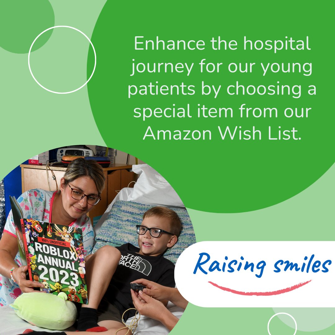 Join us on a heart warming journey to make hospital stays brighter for our young patients 🏥

Explore our Amazon Wish List, filled with handpicked items like games, colouring books, and brain-teasing puzzles.

Click to shop: ow.ly/cjOZ50QpuOa

#AmazonWishList
