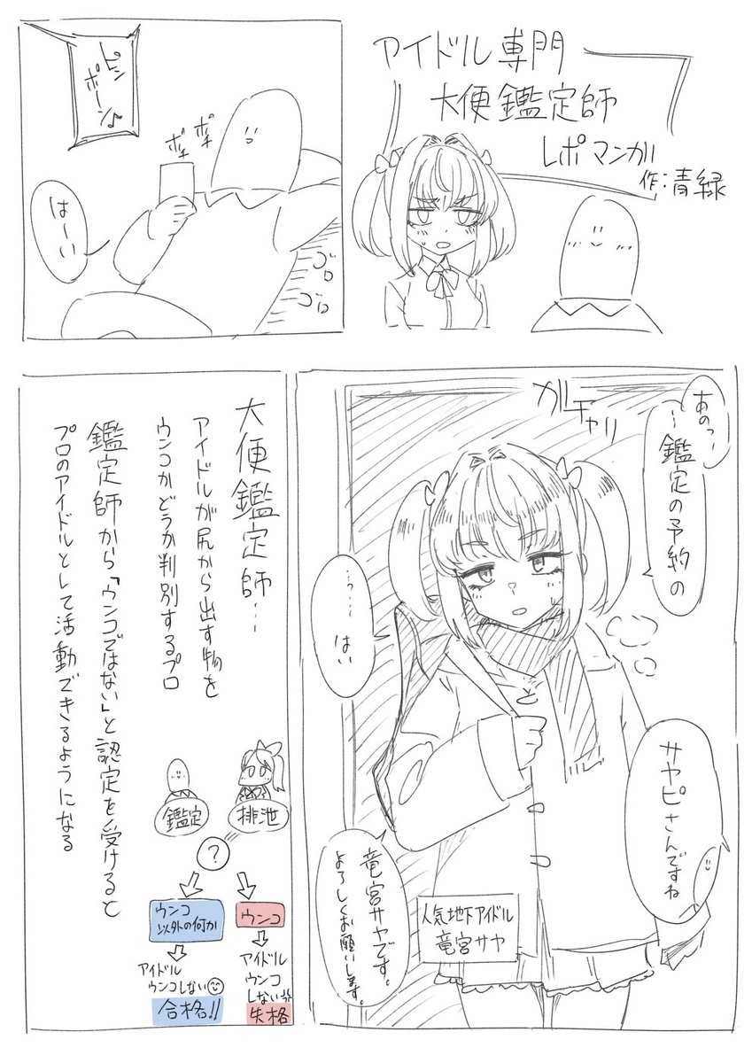 う●ち検品ゲームで思い出したけど、結構前にう●こを鑑定する漫画を描こうとして途中で飽きたやつがあった 