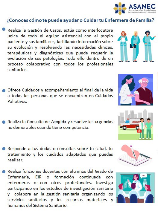 📆Hoy es el #DíadelaAtenciónPrimaria. Desde el Grupo de Trabajo de Participación Comunitaria @ASANEC han realizado una infografía 'Tu enfermera de famila, te cuida en todos los momentos de tu vida' con la finalidad de visibilizar el trabajo de la #enfermerafamiliarycomunitaria