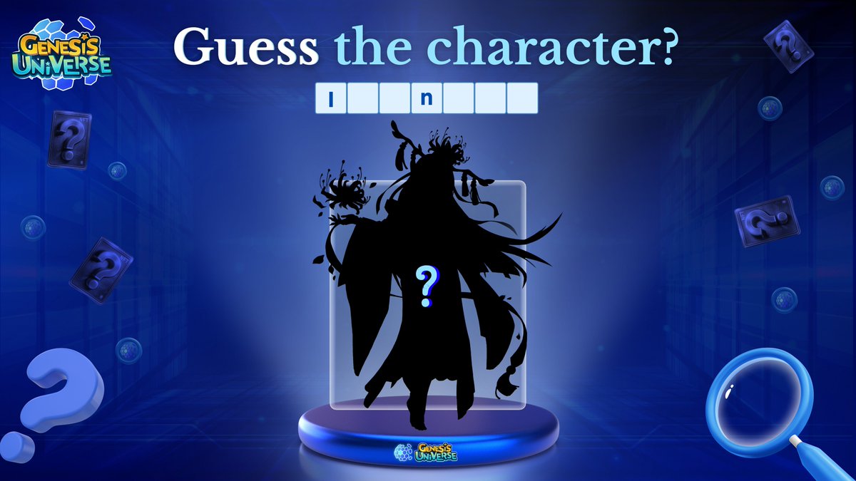 🎉 #GenesisUniverse Guess the Character #giveaway event! 

🎁 $USDT5️⃣0️⃣for🔟winners randomly! 
⏰ Apr 12 - Apr 14

1️⃣ Follow <a href="/GenesisUnivers/">Genesis Universe New Horizon</a> on Twitter
2️⃣ Like ❤️ , RT 🔁 and Tag 3 friends on this post
3️⃣ Guess the character's name in the comment 💬
4️⃣ Drop your wallet address