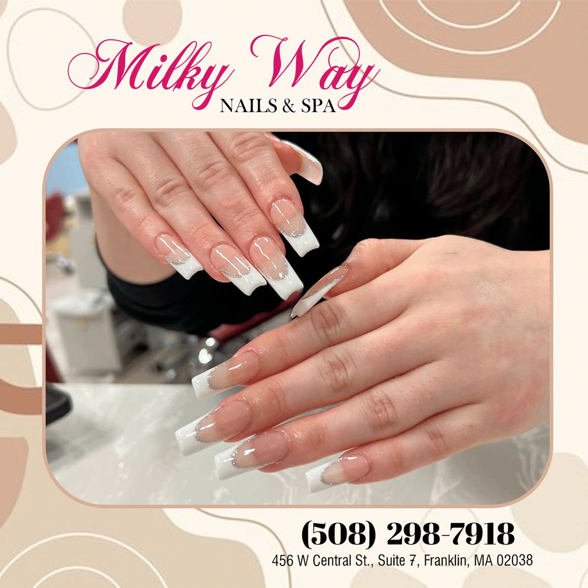 🌸 𝐌𝐢𝐥𝐤𝐲 𝐖𝐚𝐲 𝐍𝐚𝐢𝐥𝐬 & 𝐒𝐩𝐚 #MilkyWayNailsSpa #nailsalon02038 #nailsalonFranklin #manicure #Manicures #pedicure #manicurepedicure #instanails #nailsdid #nailpro #nailporn #beauty #nailsdesign #nailswag #naildesigns #longnails #nailsinspiration #coffinnails