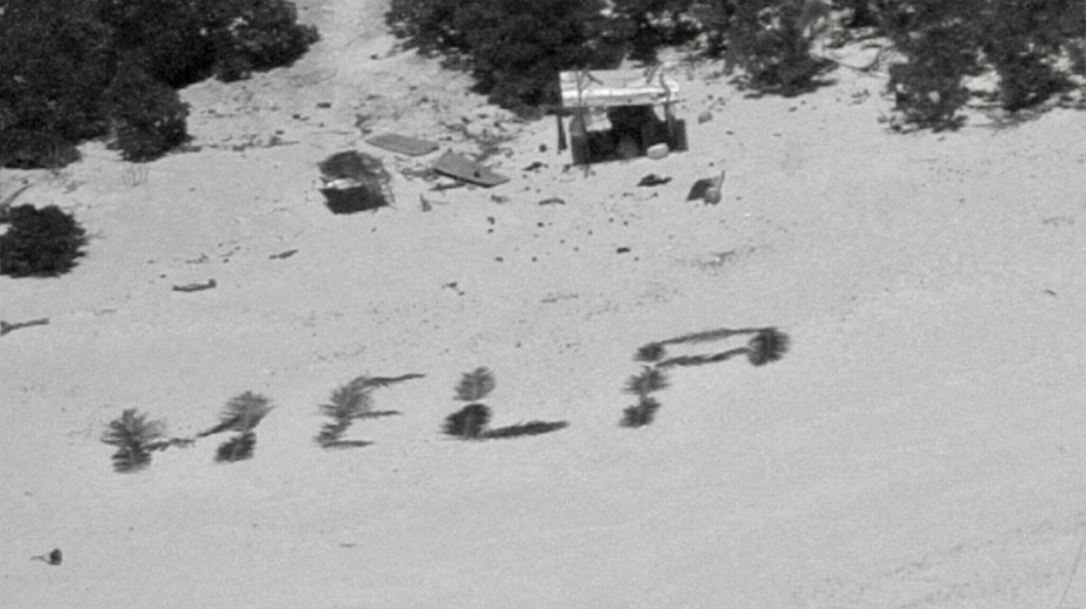 Trois marins qui avaient échoué sur un îlot désert du Pacifique ont été secourus après plus d'une semaine de survie Ils ont été repérés grâce à leur message tracé sur la plage avec des feuilles de palmier ➡️ l.leparisien.fr/Brbj