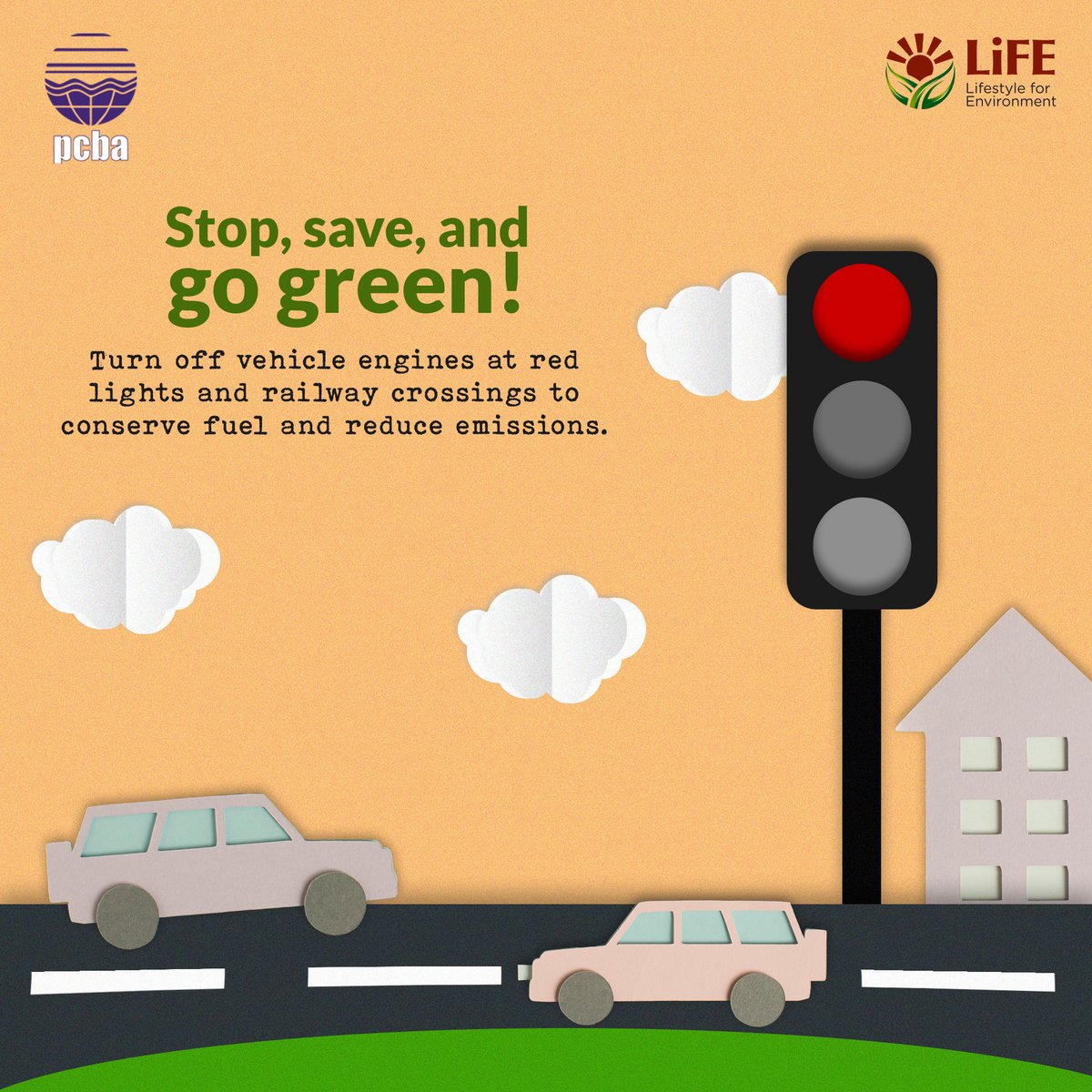 Stop, save, and go green!

Turn off vehicle engines at red lights and railway crossings to conserve fuel and reduce emissions.

#GoGreen #ReduceEmissions #SustainableTomorrow
