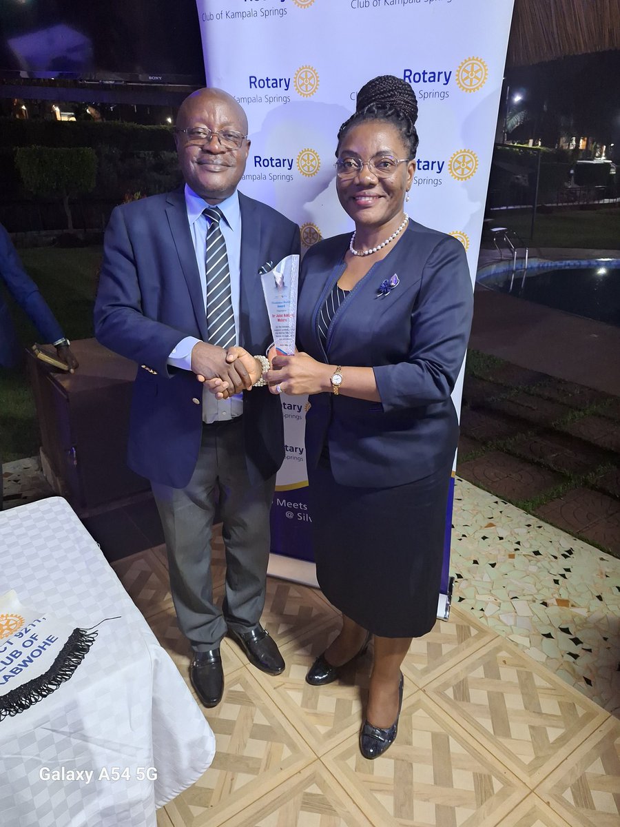 Congratulations, Dr. Nakku Mubiru, the Executive Director Butabika Hospital, for a vocational award from the Rotary Club of Kampala Springs at Silver Springs hotel last evening.