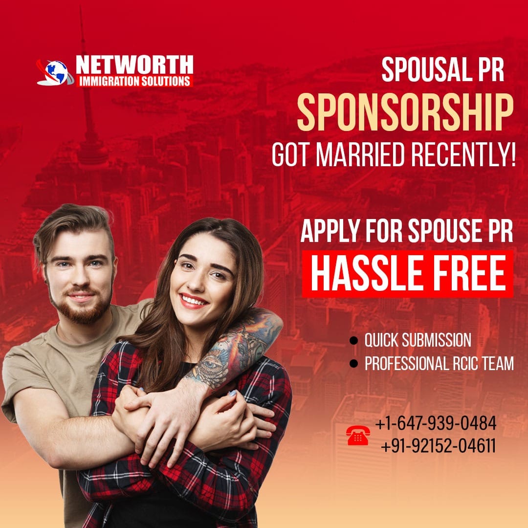 Looking to reunite with your spouse in Canada? Explore the Spousal Sponsorship program, also known as the Spouse Visa. 
#networthimmigrationsolutions #Canada #CanadaVisa #ImmigrationConsultant #ImmigrationExpert #Visaconsultant #MovetoCanada #ImmigratetoCanada #CanadaVisitorVisa