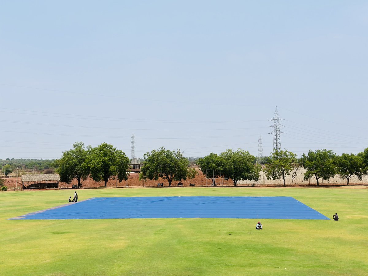 charu_prabhu's tweet photo. Our pitch cover shields the center pitches and the 30-yard circle. #Maniknagar #SiddharajCricketGround🏏 https://t.co/4uddGTVqzf