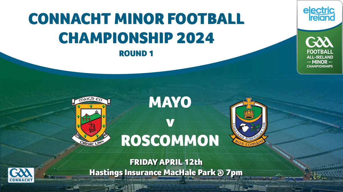 📹For those that can't attend tonights Round 1 Electric Ireland Connacht Minor Football game between @MayoGAA and @RoscommonGAA in @HastMacHalePark, you can live stream all the action through the below link! #ConnachtGAA page.inplayer.com/connachtgaa/fu…