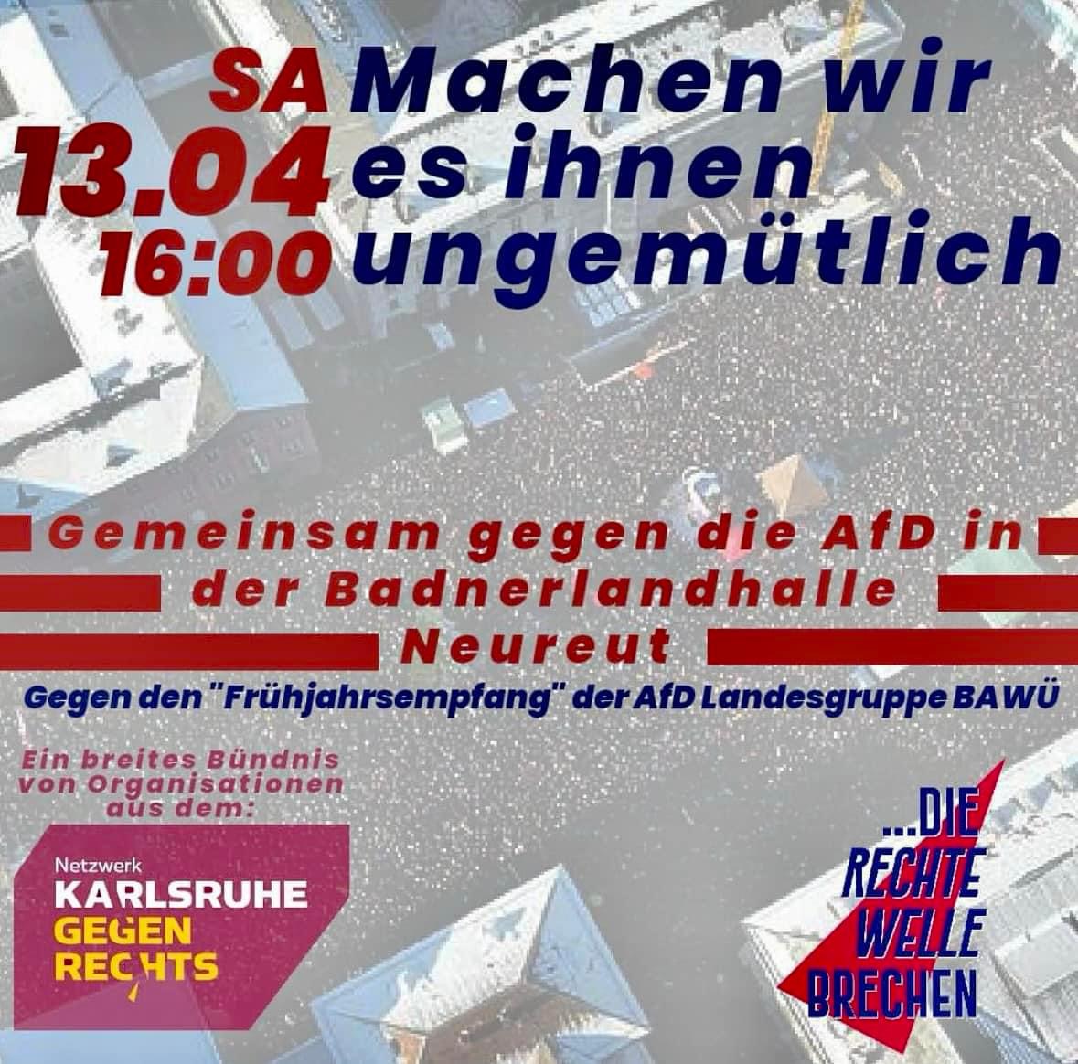 #Neureut

Demo gegen Rechts

❤️💜💙🩵💚💛🧡🩷

#fckafd
#NieWiederIstJetzt
#DemosGegenRechts #WirSindDieBrandmauer #WirSindMehr #LautGegenRechts #Demokratie #BuntStattBraun

demokrateam.org/aktionen/mache…