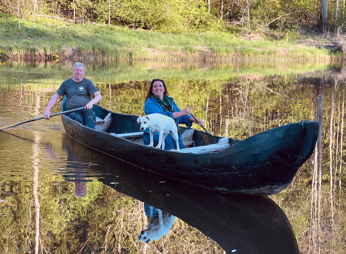 bettanyhughes's tweet photo. A very good way to start the day in a dug out canoe with @ruukel and #dog friend - a #StoneAge design on the unspoilt rivers of #Estonia following #ancient trade networks see it all tomorrow in #Treasures 7pm @channel4viewers living #archaeology ! X https://t.co/qqGaRchYfn