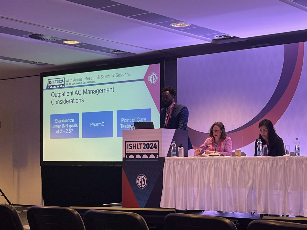 <a href="/PharmDaryl/">Daryl Nnani, PharmD, BCTXP</a> presents an excellent talk on the 2 Ps! Point of Care Testing for INR and PharmD. Also consider lowering inr to 2.0-2.5 for hmIII patients. Time in therapeutic range (TTR) paramount. <a href="/ISHLT/">The ISHLT</a> #ISHLT2024
