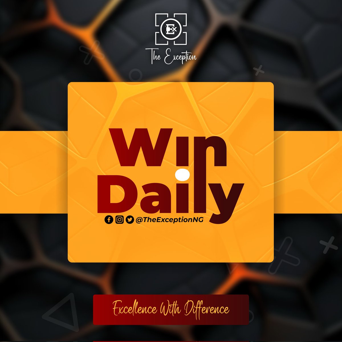 TheExceptionNG's tweet photo. Win Daily #TheException #FridayFeeling #IAMMORE #positivethinking #mindset #takecontrol #stepup #standout https://t.co/ATrXecWW92