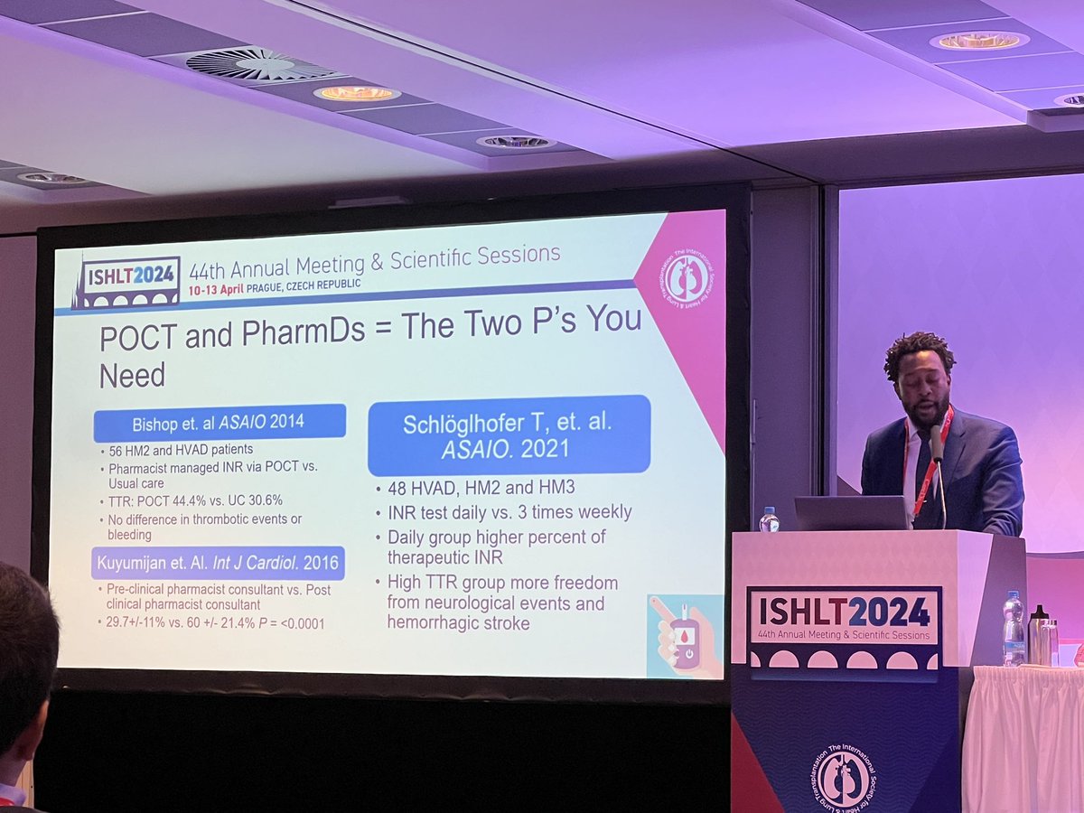 How do you improve TTR with warfarin in CF-LVAD patients? The two P’s: Point of care testing and Pharmacists! #ISHLT2024 <a href="/accpcardprn/">ACCP Cardiology PRN</a> <a href="/TxpPRN/">ACCP Txp PRN</a>