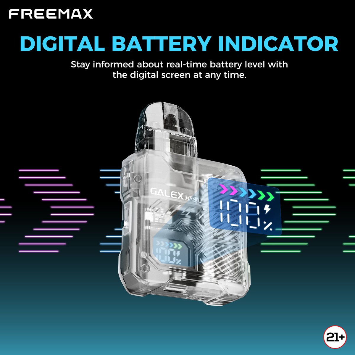 Digital Battery Indicator - Stay informed about real-time battery level with the digital screen at any time. 👍
.
.
.
.
.
Warning: This product contains nicotine. Nicotine is an addictive chemical.
Must be 21+.
-
#freemaxvape #galexnanoS #galexseries #newlaunch #podsystem