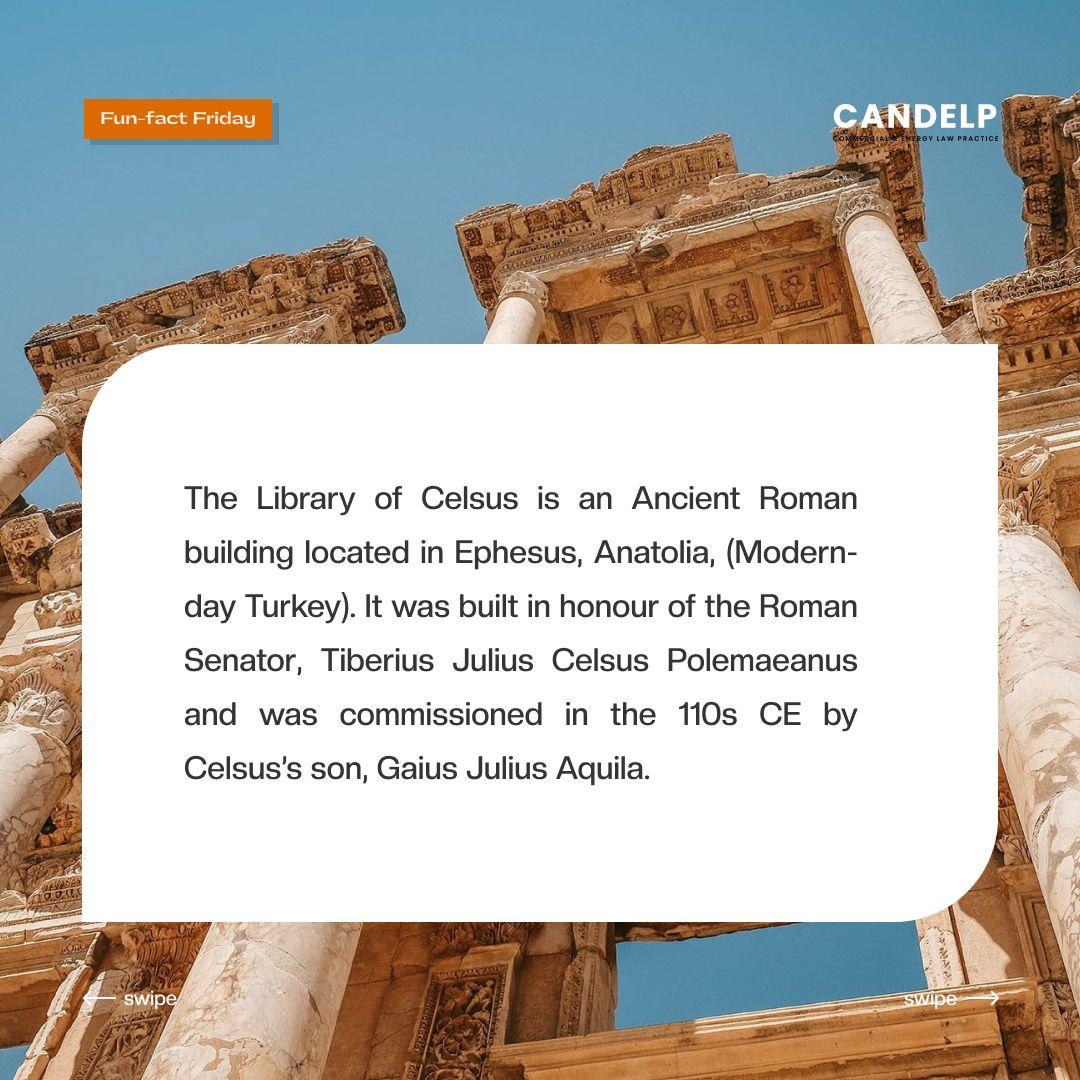 CandelpLaw's tweet image. FUN FACT FRIDAY
Ancient Libraries Around The World: The Library of Celsus
 
The Library of Celsus is an Ancient Roman building located in Ephesus, Anatolia, (Modern-day Turkey). 

#AncientLibraries #Libraryofcelsus #Funfact #Funfactfriday