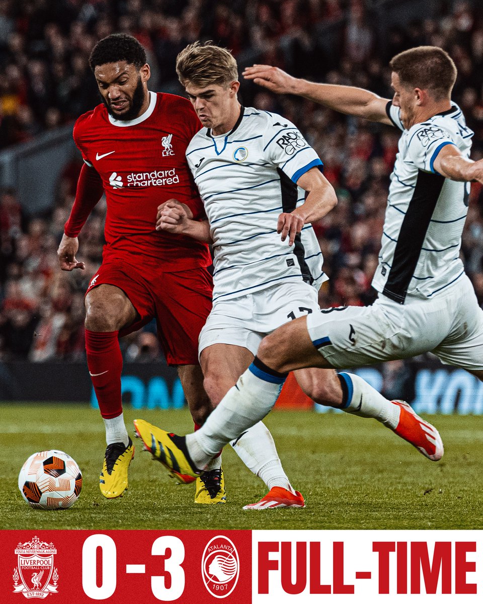 #SportsNews Liverpool endured a humbling night in the Europa League after Atalanta left Anfield with a 3-0 win. Gianluca Scamacca scored either side of the break for the Italian side; Mario Pasalic added a late third; the Reds travel to Bergamo for a second leg next Thursday.