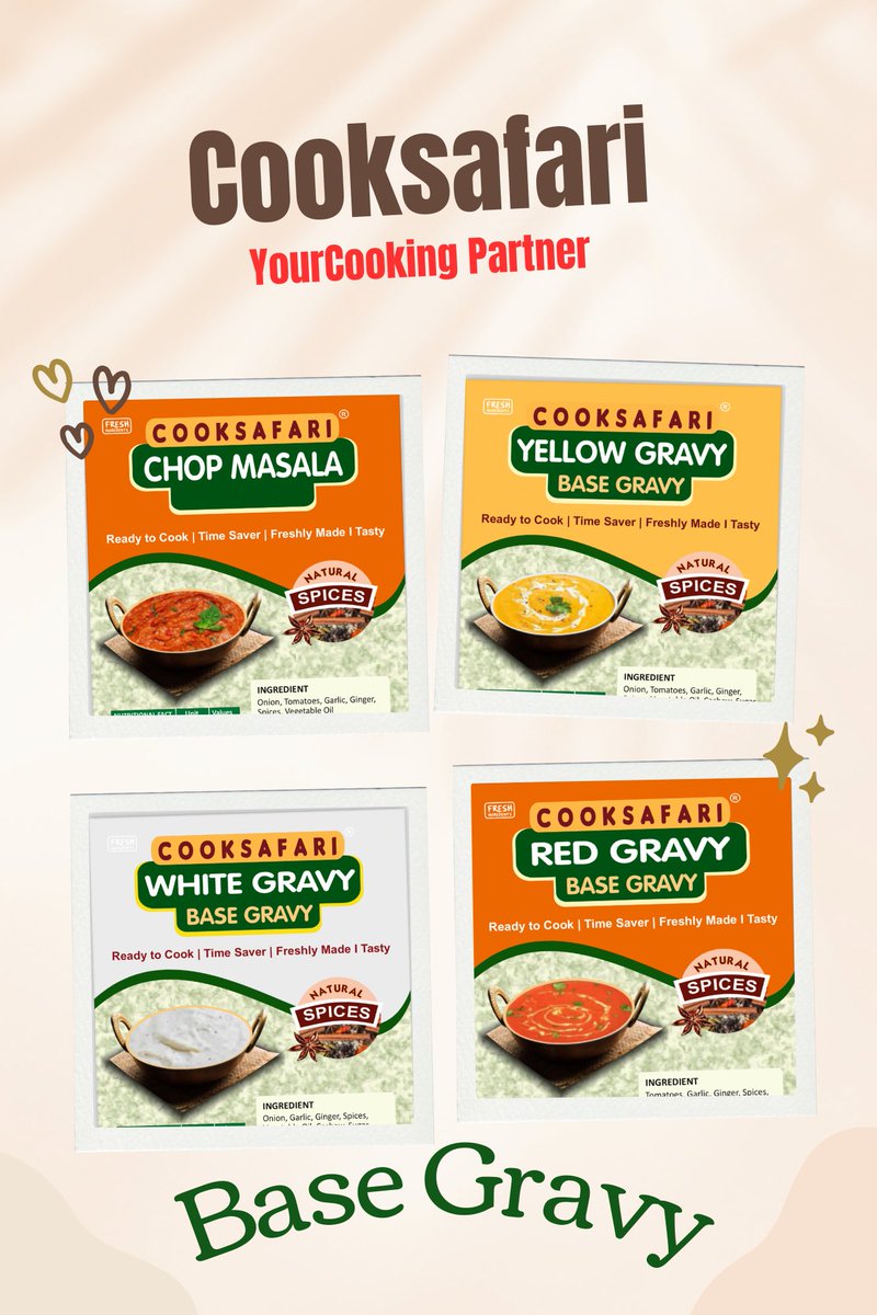 Cooksafari pleased to launch base gravy for HoReCa (Hotel/Restaurant/Café) establishments. With this chef / cook can used it as a base for various dishes. 

You'll get a versatile, flavorful base that can be adapted to different cuisines. 

#cooksafari #readytocook #gravy