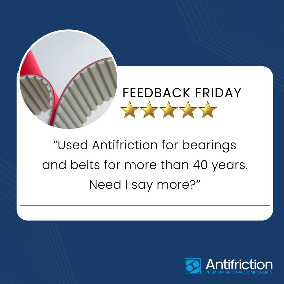 Here's some stellar feedback from one of our South Wales customers who's been a happy customer for over 40 years!! That is praise indeed! If you've had a good experience with Antifriction, please leave us a Google review! g.page/r/CVZreXz46hXT…