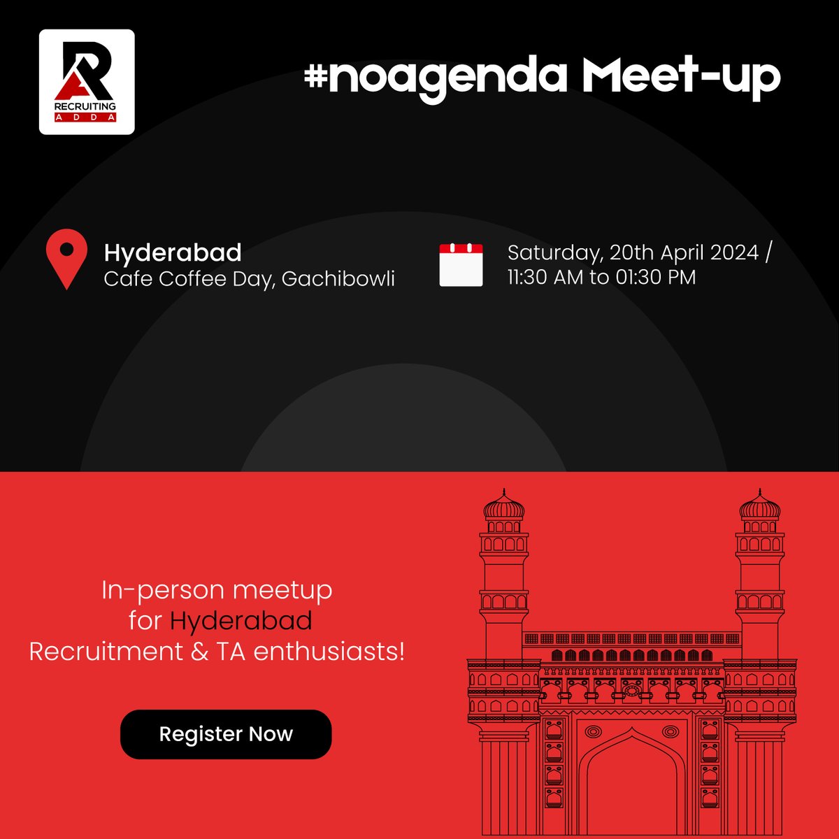 Join us on our recruitment adventure in Hyderabad! Let's brew up some connections &amp; conversations that'll leave you buzzing with inspiration! Register: lu.ma/v2wdy7h9 #noagendameetup #hyderabad #talentacquisition #recruitment #community #recruitingadda #rameetupHYD