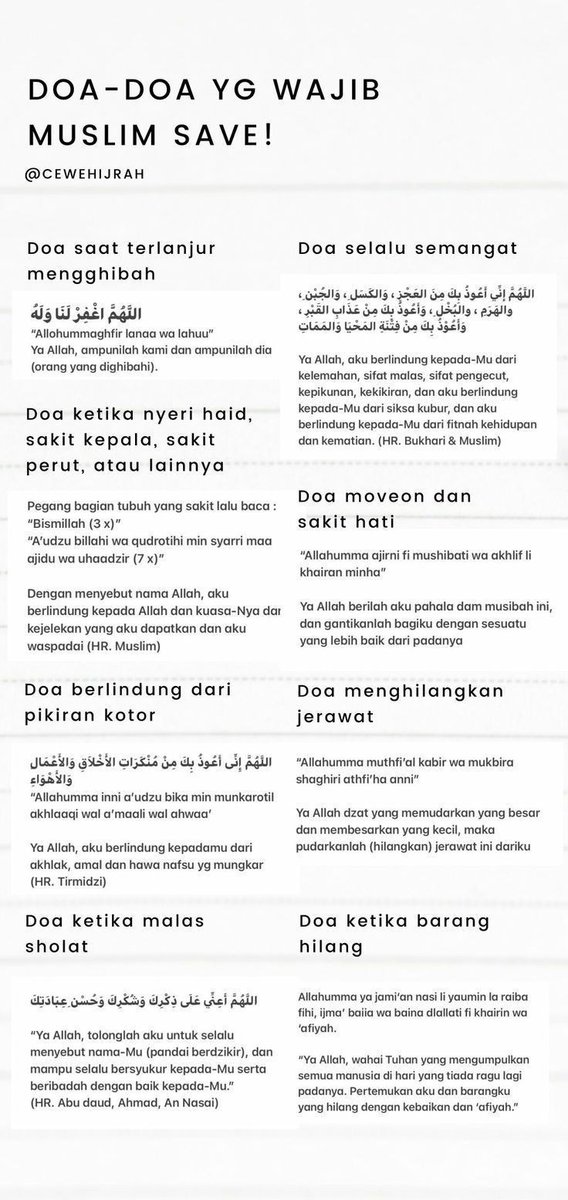 Doa doa yang  wajib muslim save✨