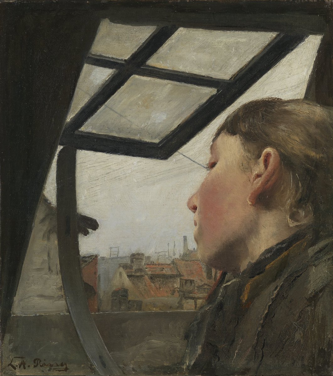 'Young girl looking out of a roof window' (year1885) by Laurits Andersen Ring
#art #paintings #artist #coolart #funart #watercolor #oilpaintings #fineart #arthistory #history #love