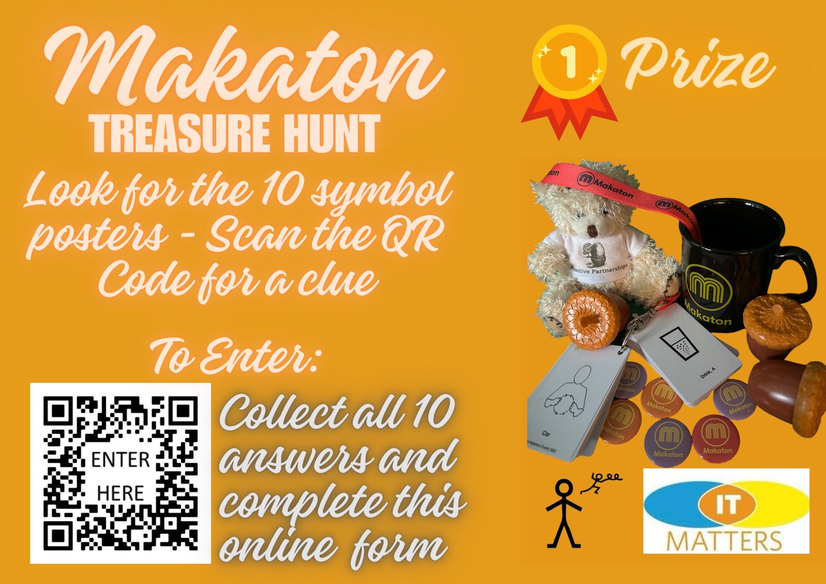 IT Matters (@itmatters_cic) on Twitter photo Kicking of our Makaton Treasure Hunt using the hashtag #PCPC24 and around the conference venue today there are 10 posters - each with a symbol &QR code video clue - the videos are fun to watch anyway!
Entry form & 0rize on pic 2 Have fun! <a href="/helen_laverty/">Helen Laverty MBE</a> <a href="/PCConf/">PositiveChoices</a> Kicking of our Makaton Treasure Hunt using the hashtag #PCPC24 and around the conference venue today there are 10 posters - each with a symbol &QR code video clue - the videos are fun to watch anyway!
Entry form & 0rize on pic 2 Have fun! <a href="/helen_laverty/">Helen Laverty MBE</a> <a href="/PCConf/">PositiveChoices</a>