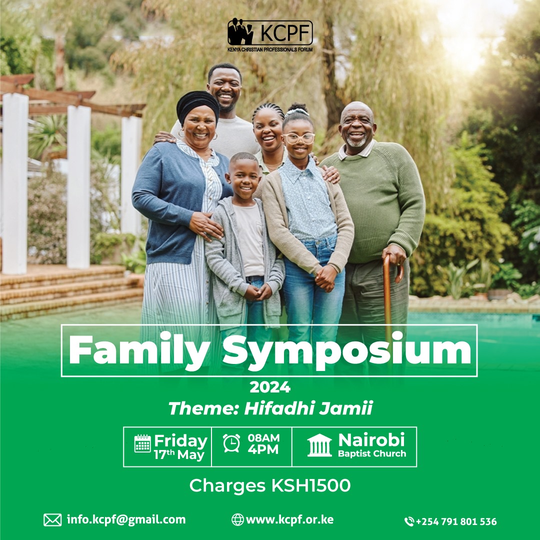 Family symposium 2024 is happening on 17th May 2024 at the Nairobi Baptist church. The theme is '' HIFADHI JAMII. Charges are KSH 1500 PP.