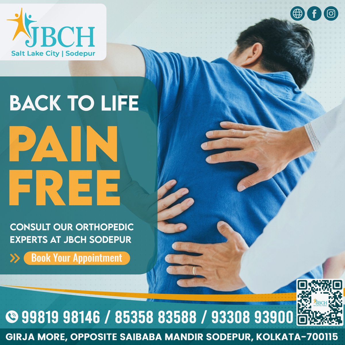 Regain a pain-free life with a visit to JBCH Sodepur. Consult with our internationally experienced doctors today.

Book Your Appointment 📝 Visit here for more information: buff.ly/3m6ARI6
.
.
#JointCare #PainFreeLiving #OrthopedicCare #StayActive #CareToCare #JointHealth