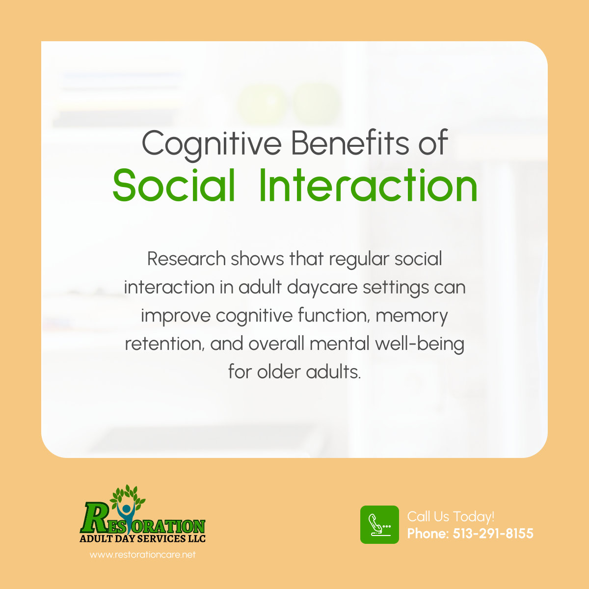 Engaging in social activities at adult day care centers isn't just enjoyable—it's also beneficial for cognitive health and emotional wellness. Join us for stimulating interactions and meaningful connections!

#SocialInteraction #CognitiveHealth #EmotionalWellness #CincinnatiOH