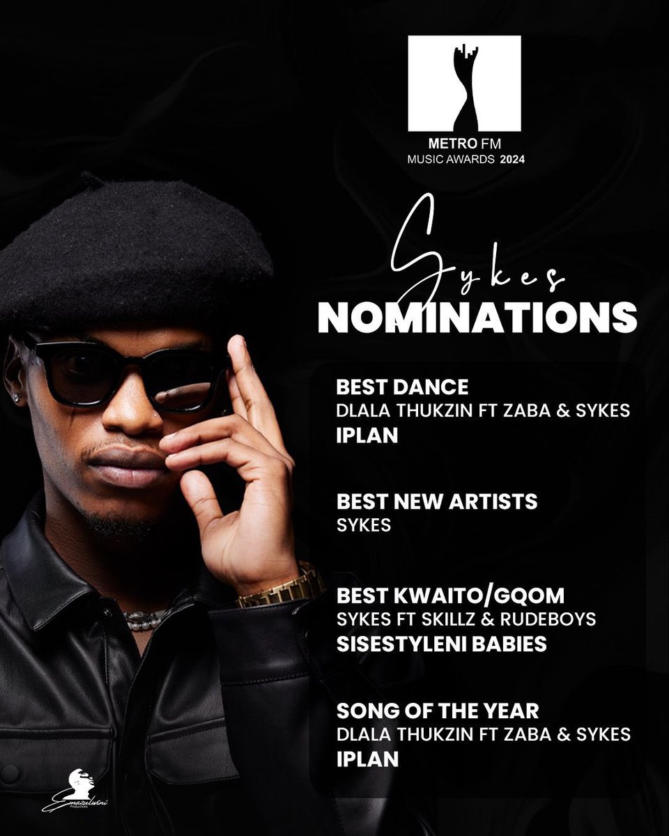 Look at the nominations Sykes has secured for the Metro FM awards. He deserves our votes let’s do the most so that he can come up on top come the 27 April 2024 🔥 #VoteForSykes