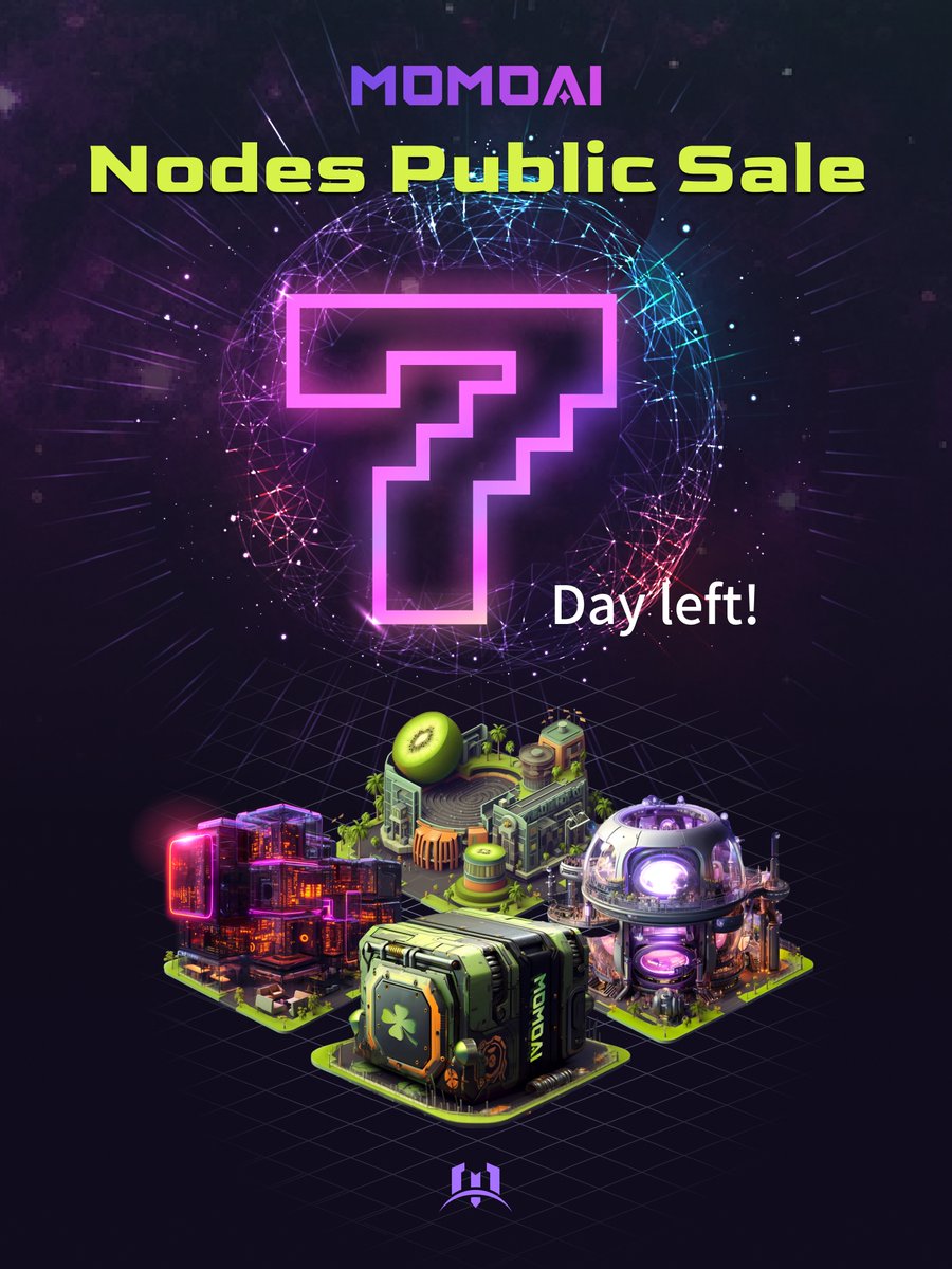 Tick tock, the countdown begins! ⏳ #MomoAI Node Public Sale will kick off at 7:00am (UTC) on April 18th, which has 7⃣ days left! 📡The public sale offers four kinds of nodes for sale, named Lucky Node, Base Node, Eco Node and AI-agent Node. ⚡Stay tuned for more details on…
